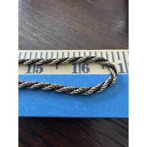 Vintage Woven Gold Tone Chain and Black Cord Necklace 34" Opera Length